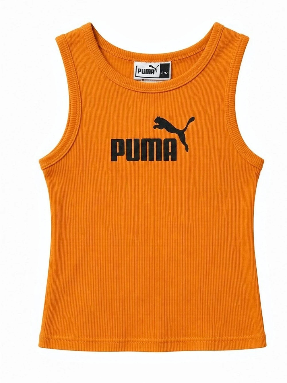 Puma vintage Ribbed Logo Tank Top Orange Medium